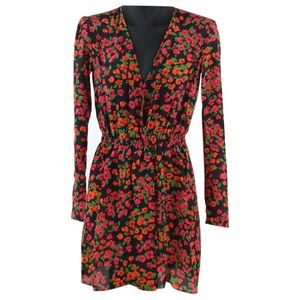 Kooples silk floral dress with shoulder pads